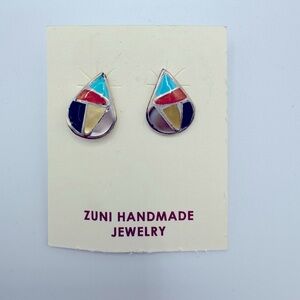 NEW and NW Zuni Sterling Silver Multicolor Earrings by Antionetti Ahiyite